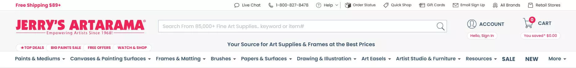Jerry’s Artarama professional art supplies supplier